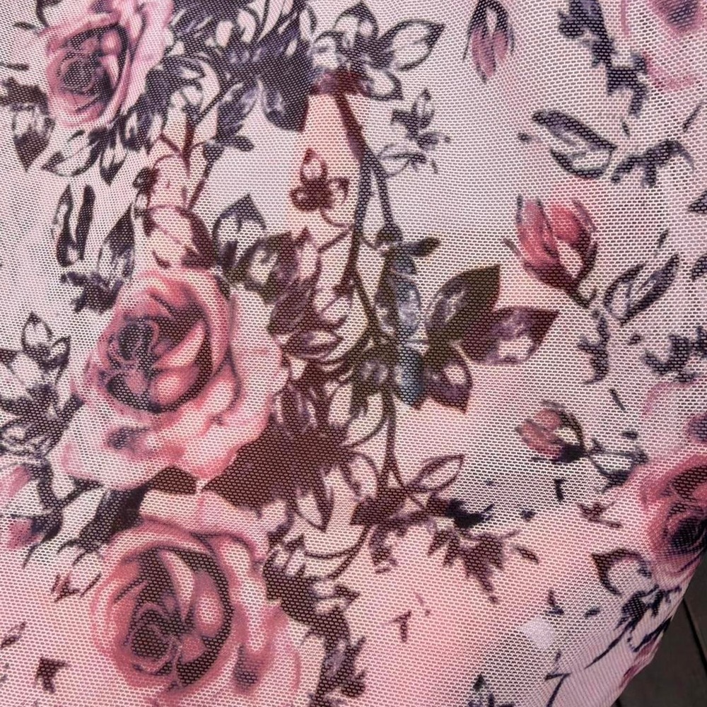 Pink floral babydoll dress/ top with bow detail and lace - Picture 4 of 8